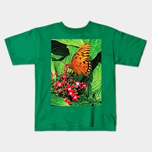 Butterflies - Orange Butterfly on Kalanchoe Kids T-Shirt